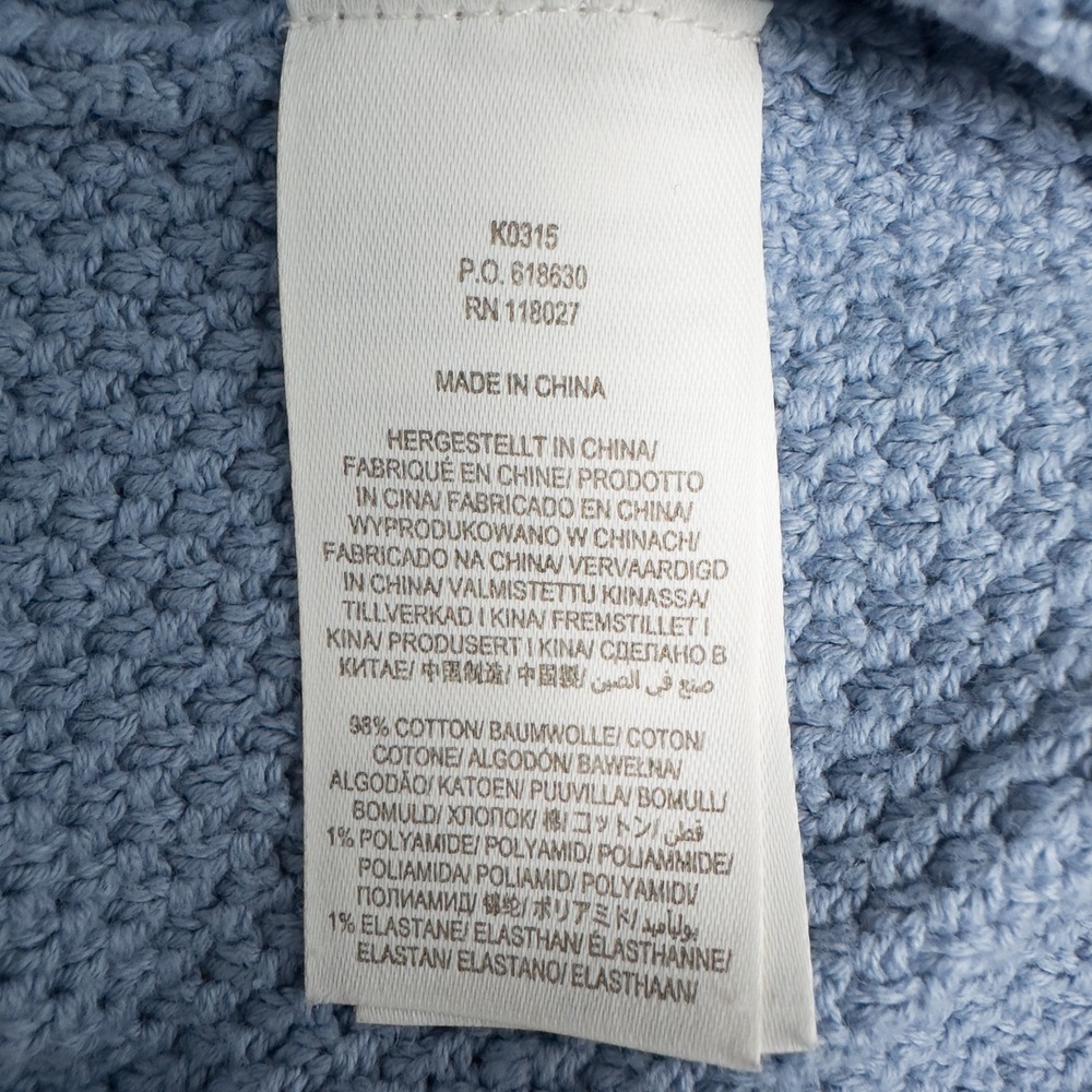 Boden Textured Cotton Button Shoulder Sweater Womens Large Blue Preppy Coastal - Picture 16 of 16